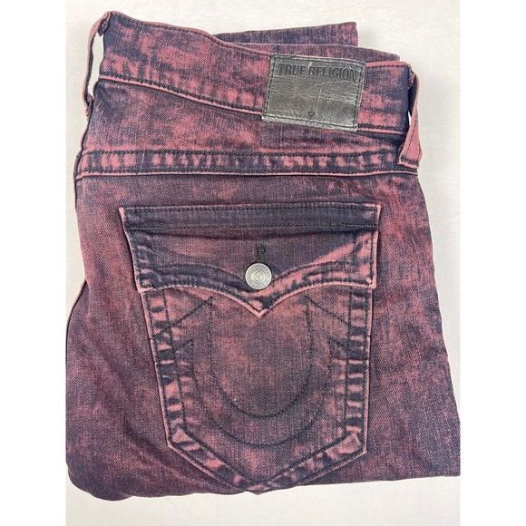 True Religion Other - True Religion Men 38 Geno Relaxed Slim Jeans Purple Black Acid Wash USA Made Y2K